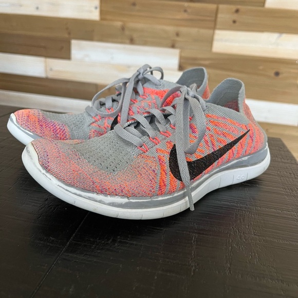 Gray Pink Nike Free 4.0 Fly Knit Shoes Women's 7 Running Jogging - Picture 1 of 10